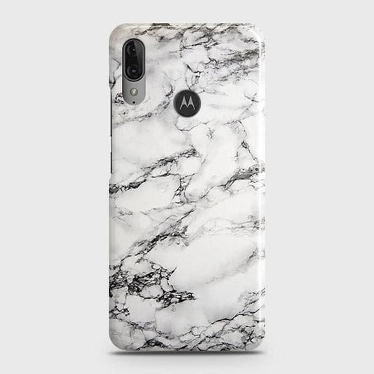 Motorola Moto E6 Plus Cover - Matte Finish - Trendy Mysterious White Marble Printed Hard Case with Life Time Colors Guarantee