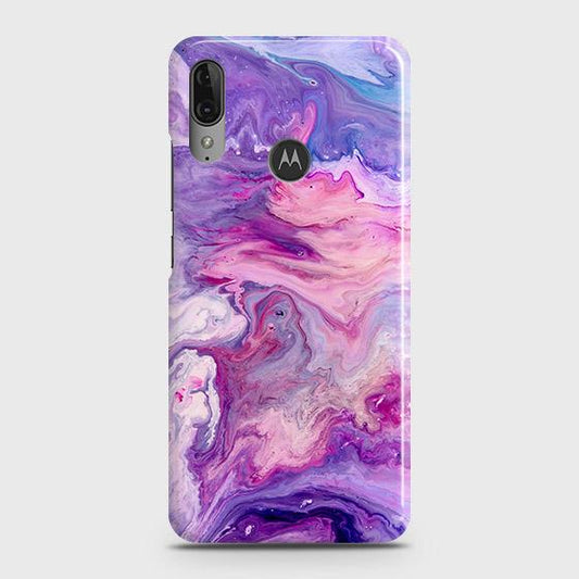 Motorola Moto E6 Plus Cover - Chic Blue Liquid Marble Printed Hard Case with Life Time Colors Guarantee