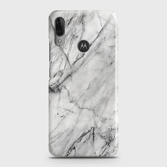 Motorola Moto E6 Plus Cover - Matte Finish - Trendy White Marble Printed Hard Case with Life Time Colors Guarantee