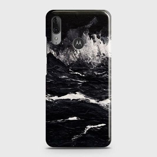 Motorola Moto E6 Plus Cover - Black Ocean Marble Trendy Printed Hard Case with Life Time Colors Guarantee