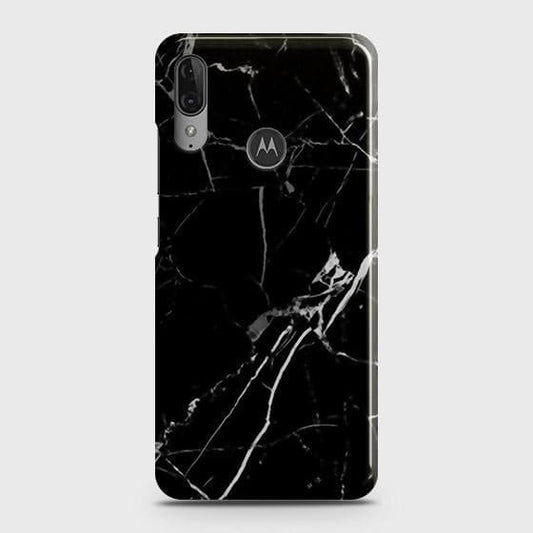 Motorola Moto E6 Plus Cover - Black Modern Classic Marble Printed Hard Case with Life Time Colors Guarantee