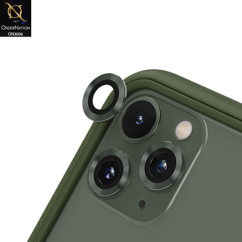 iPhone 11 Pro Camera Protector - Green - Metal Ring Camera Glass Protector