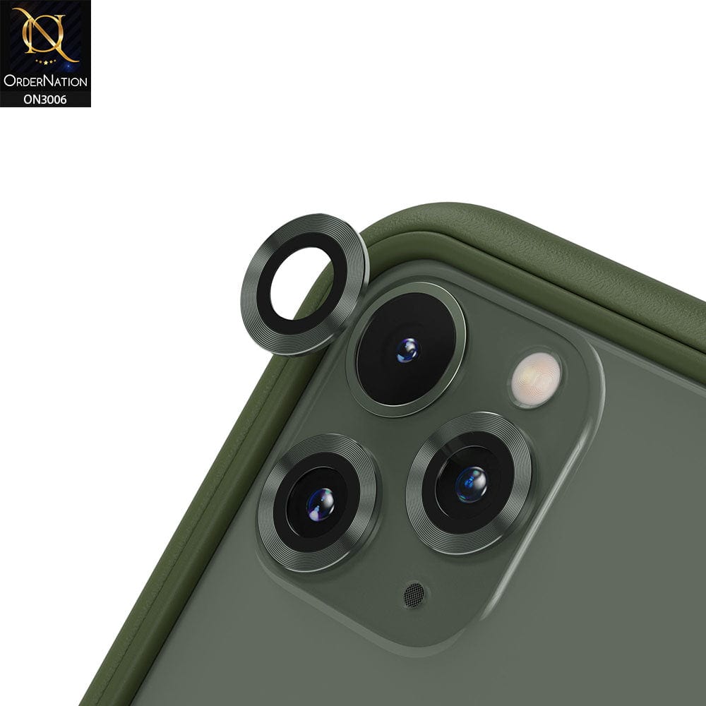 iPhone 11 Pro Max Camera Protector - Green - Metal Ring Camera Glass Protector