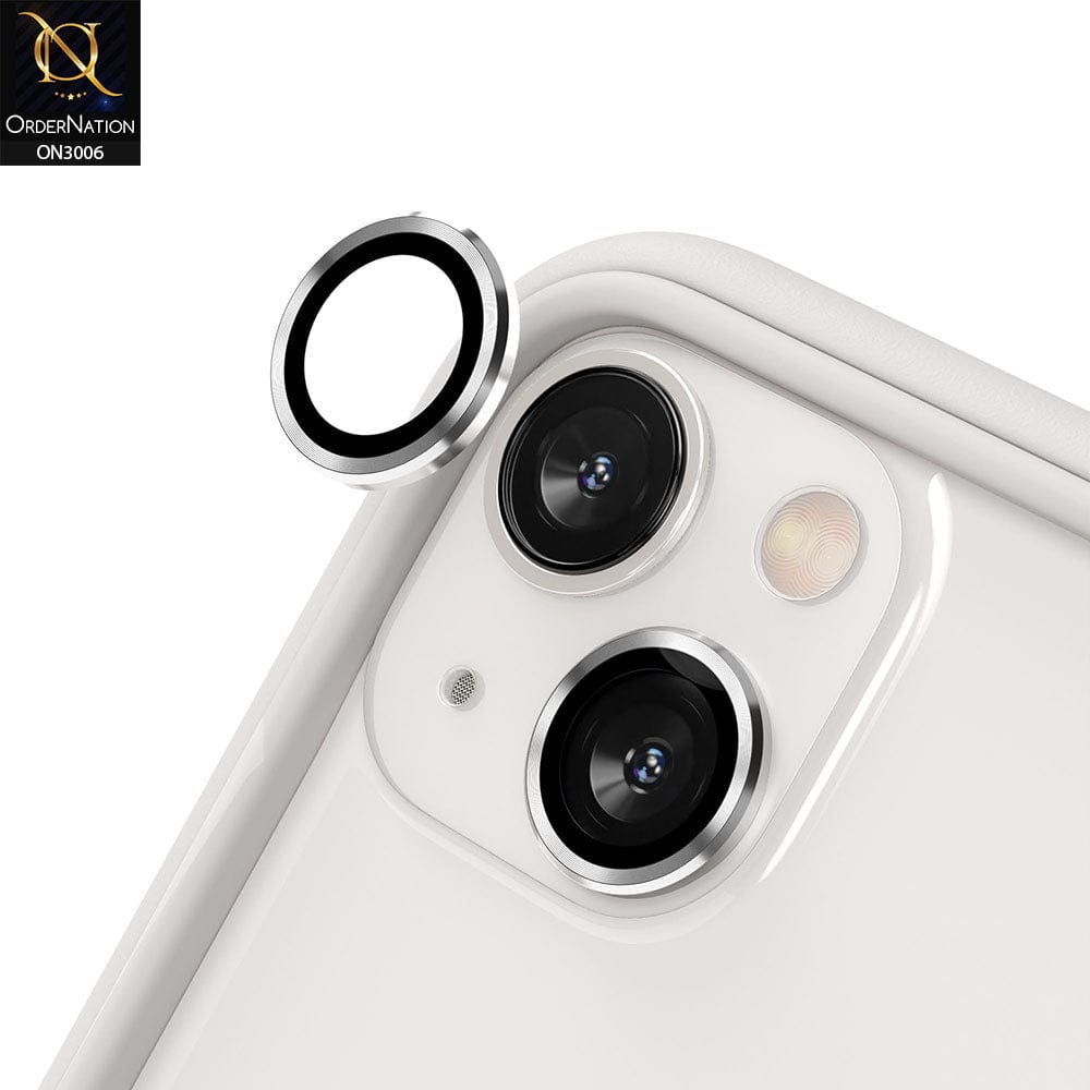 iPhone 13 Camera Protector - Silver - Metal Ring Camera Glass Protector