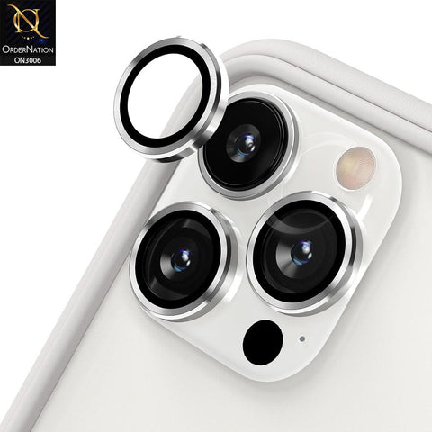 iPhone 13 Pro Max Camera Protector - Silver - Metal Ring Camera Glass Protector