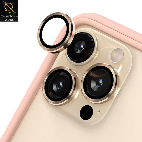 iPhone 13 Pro Max Camera Protector - Golden - Metal Ring Camera Glass Protector