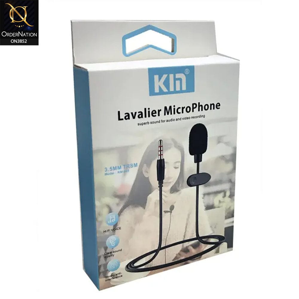 Black - Kin Lavalier mic Premium Quality 3.5mm Jack Coller mic