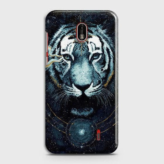 Nokia 1 Plus Cover - Vintage Galaxy Tiger Printed Hard Case with Life Time Colors Guarantee
