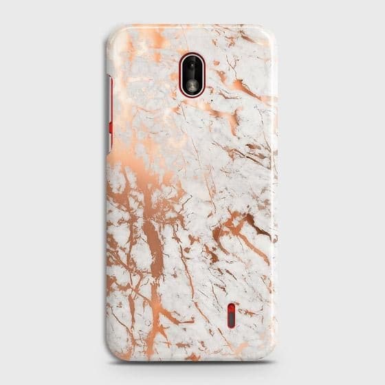Nokia 1 Plus Cover - In Chic Rose Gold Chrome Style Printed Hard Case with Life Time Colors Guarantee