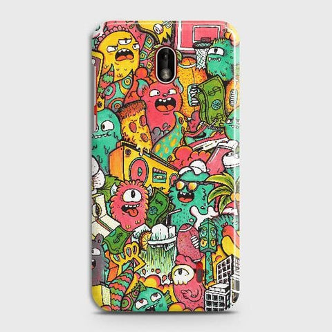 Nokia 1 Plus Cover - Matte Finish - Candy Colors Trendy Sticker Collage Printed Hard Case with Life Time Colors Guarantee