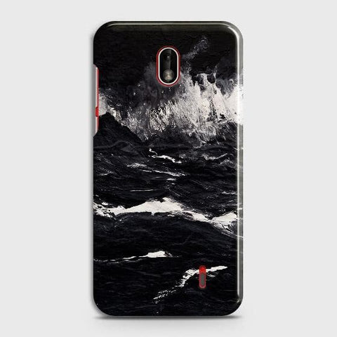 Nokia 1 Plus Cover - Black Ocean Marble Trendy Printed Hard Case with Life Time Colors Guarantee