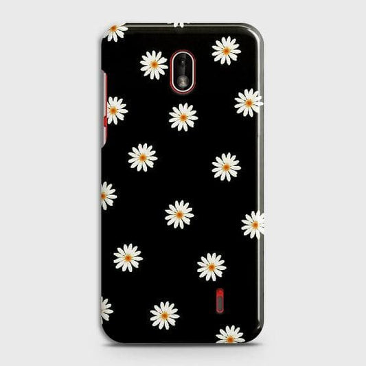 Nokia 1 Plus Cover - Matte Finish - White Bloom Flowers with Black Background Printed Hard Case with Life Time Colors Guarantee