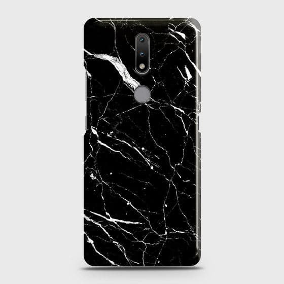 Nokia 2.4 Cover - Trendy Black Marble Printed Hard Case with Life Time Colors Guarantee
