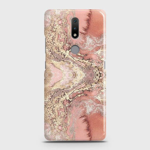 Nokia 2.4 Cover - Trendy Chic Rose Gold Marble Printed Hard Case with Life Time Colors Guarantee