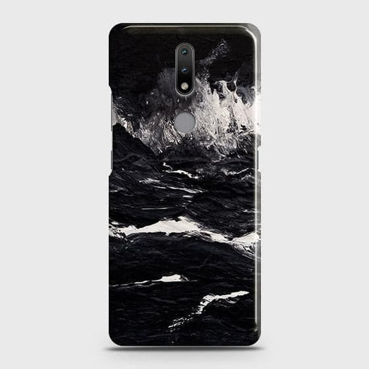 Nokia 2.4 Cover - Black Ocean Marble Trendy Printed Hard Case with Life Time Colors Guarantee