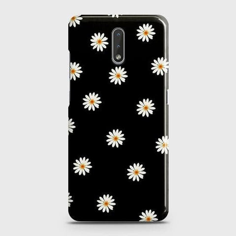 Nokia 2.3 Cover - Matte Finish - White Bloom Flowers with Black Background Printed Hard Case with Life Time Colors Guarantee