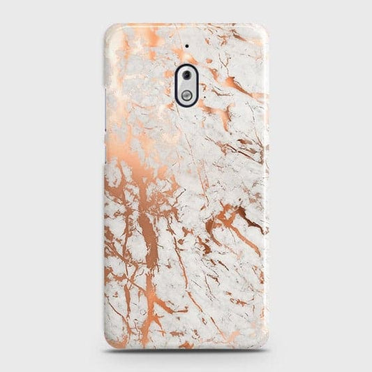 Nokia 2.1 Cover - In Chic Rose Gold Chrome Style Printed Hard Case with Life Time Colors Guarantee