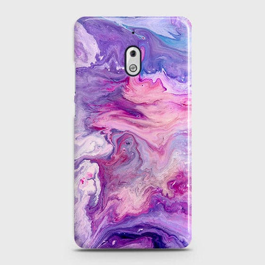 Nokia 2.1 Cover - Chic Blue Liquid Marble Printed Hard Case with Life Time Colors Guarantee