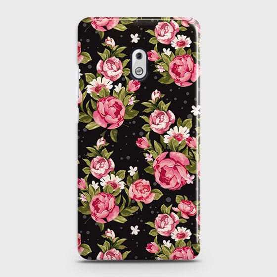 Nokia 2.1 Cover - Trendy Pink Rose Vintage Flowers Printed Hard Case with Life Time Colors Guarantee