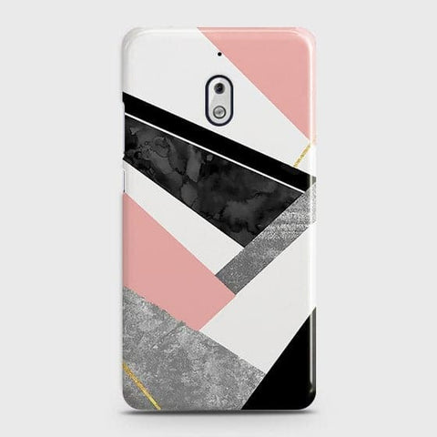 Nokia 2.1 Cover - Matte Finish - Geometric Luxe Marble Trendy Printed Hard Case with Life Time Colors Guarantee