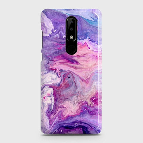 Nokia 3.1 Plus Cover - Chic Blue Liquid Marble Printed Hard Case with Life Time Colors Guarantee
