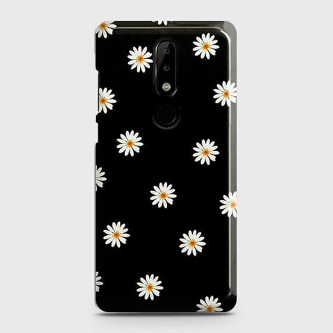 Nokia 3.1 Plus Cover - Matte Finish - White Bloom Flowers with Black Background Printed Hard Case with Life Time Colors Guarantee