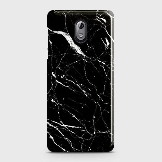 Nokia 3.1 Cover - Trendy Black Marble Printed Hard Case with Life Time Colors Guarantee