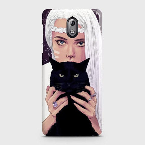 Nokia 3.1 Cover - Trendy Wild Black Cat Printed Hard Case with Life Time Colors Guarantee