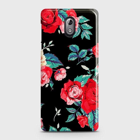 Nokia 3.1 Cover - Luxury Vintage Red Flowers Printed Hard Case with Life Time Colors Guarantee