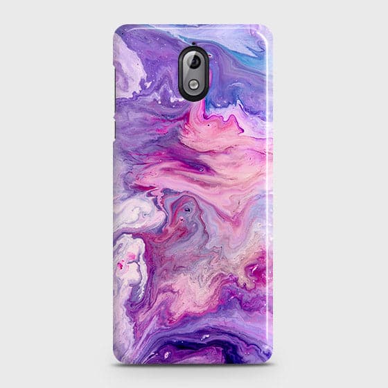 Nokia 3.1 Cover - Chic Blue Liquid Marble Printed Hard Case with Life Time Colors Guarantee