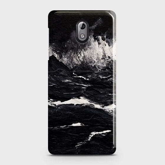 Nokia 3.1 Cover - Black Ocean Marble Trendy Printed Hard Case with Life Time Colors Guarantee