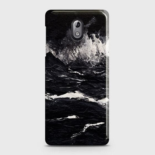 Nokia 3.1 Cover - Black Ocean Marble Trendy Printed Hard Case with Life Time Colors Guarantee