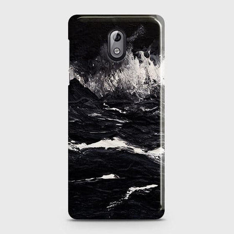 Nokia 3.1 Cover - Black Ocean Marble Trendy Printed Hard Case with Life Time Colors Guarantee