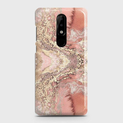 Nokia 5.1 Plus / Nokia X5 Cover - Trendy Chic Rose Gold Marble Printed Hard Case with Life Time Colors Guarantee