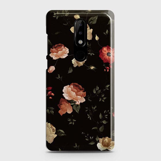 Nokia 5.1 Plus / Nokia X5 Cover - Matte Finish - Dark Rose Vintage Flowers Printed Hard Case with Life Time Colors Guarantee