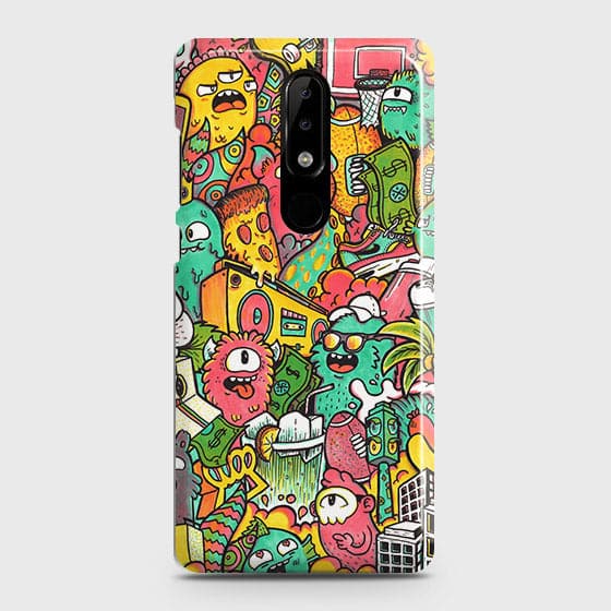 Nokia 5.1 Plus / Nokia X5 Cover - Matte Finish - Candy Colors Trendy Sticker Collage Printed Hard Case with Life Time Colors Guarantee