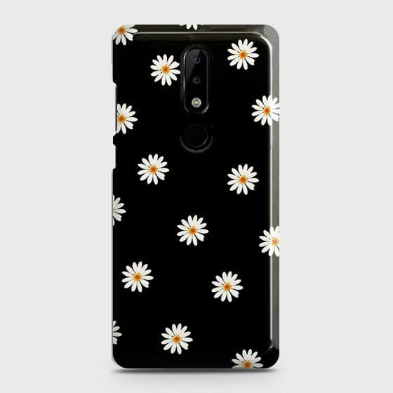 Nokia 5.1 Plus / Nokia X5 Cover - Matte Finish - White Bloom Flowers with Black Background Printed Hard Case with Life Time Colors Guarantee