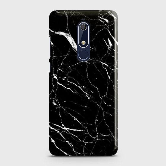 Nokia 5.1 Cover - Trendy Black Marble Printed Hard Case with Life Time Colors Guarantee