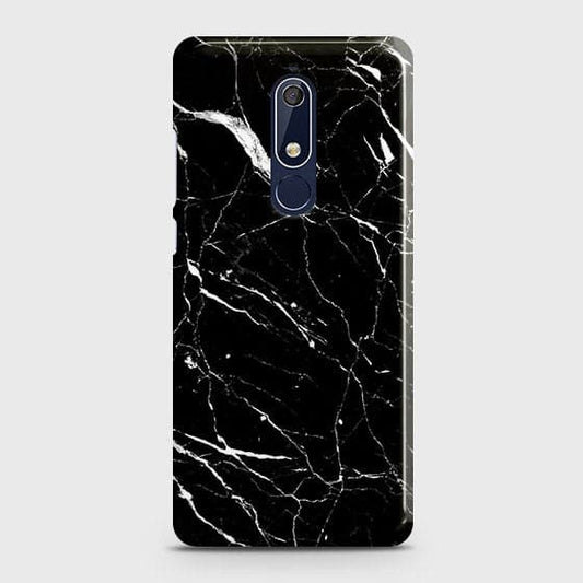 Nokia 5.1 Cover - Trendy Black Marble Printed Hard Case with Life Time Colors Guarantee