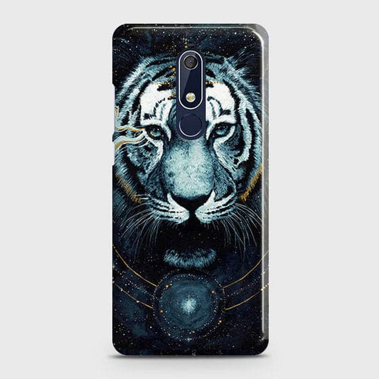 Nokia 5.1 Cover - Vintage Galaxy Tiger Printed Hard Case with Life Time Colors Guarantee