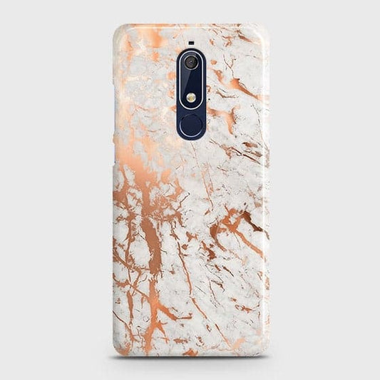 Nokia 5.1 Cover - In Chic Rose Gold Chrome Style Printed Hard Case with Life Time Colors Guarantee