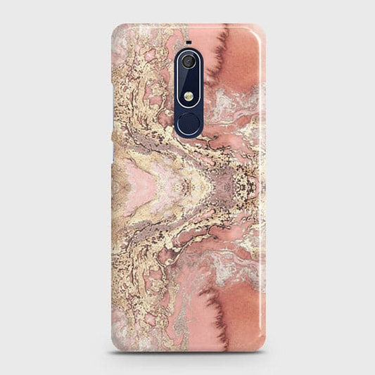 Nokia 5.1 Cover - Trendy Chic Rose Gold Marble Printed Hard Case with Life Time Colors Guarantee