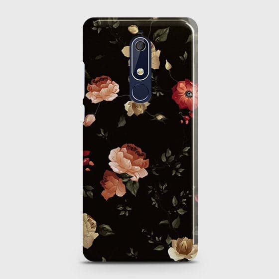 Nokia 5.1 Cover - Matte Finish - Dark Rose Vintage Flowers Printed Hard Case with Life Time Colors Guarantee