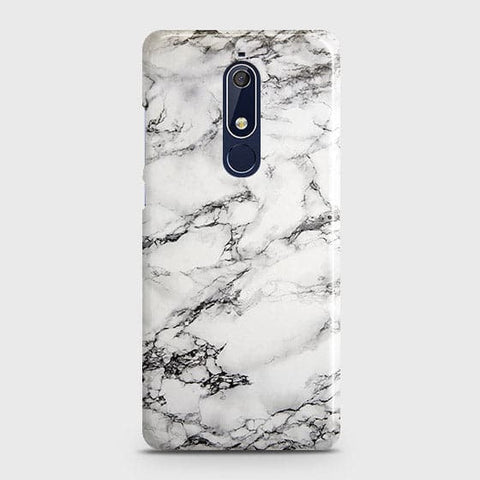 Nokia 5.1 Cover - Matte Finish - Trendy Mysterious White Marble Printed Hard Case with Life Time Colors Guarantee