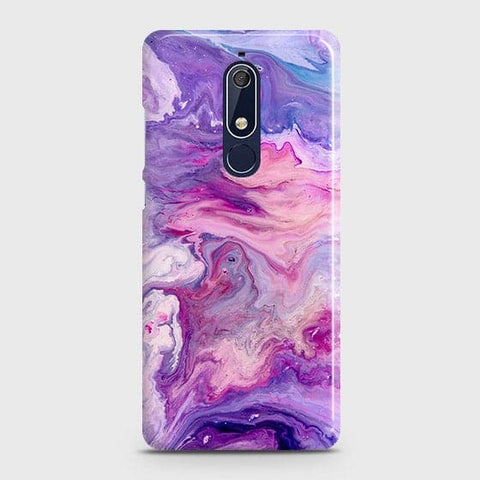 Nokia 5.1 Cover - Chic Blue Liquid Marble Printed Hard Case with Life Time Colors Guarantee