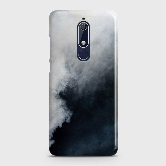 Nokia 5.1 Cover - Matte Finish - Trendy Misty White and Black Marble Printed Hard Case with Life Time Colors Guarantee