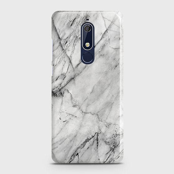 Nokia 5.1 Cover - Matte Finish - Trendy White Floor Marble Printed Hard Case with Life Time Colors Guarantee - D2