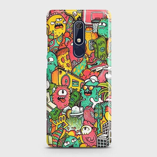Nokia 5.1 Cover - Matte Finish - Candy Colors Trendy Sticker Collage Printed Hard Case with Life Time Colors Guarantee