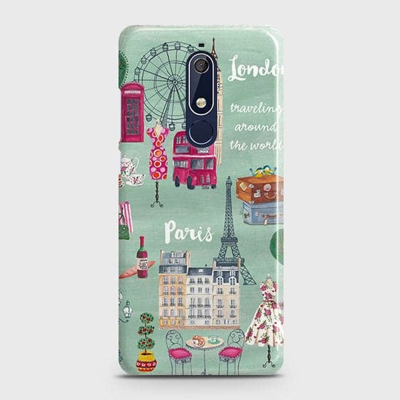 Nokia 5.1 Cover - Matte Finish - London, Paris, New York ModernPrinted Hard Case with Life Time Colors Guarantee