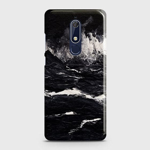 Nokia 5.1 Cover - Black Ocean Marble Trendy Printed Hard Case with Life Time Colors Guarantee